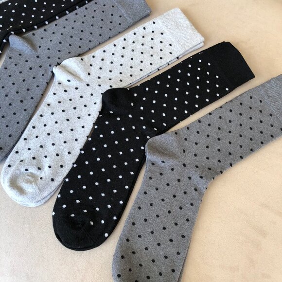 6 Pairs Men's Socks. Cotton Blend Crew Dress Polka Dots Socks, - Picture 8 of 10